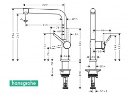 MEDIDAS MONOMANDO COCINA M54 TALIS HANSGROHE